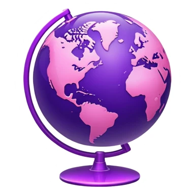 purple globe with pink network lines, shiny and simple sticker