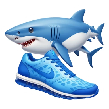 Shark with blue nike shoes in the coast of the beach sticker
