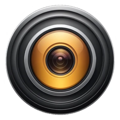 A round camera lens, minimalist, with highlights sticker