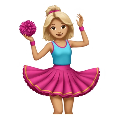 turtle girl dancing with skirt holding   pompom sticker