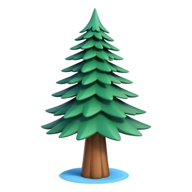 A 3D cartoon pine tree with layered green needles and tall conical shape, clear blue sky, Memoji-style rendering. sticker