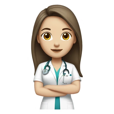  brunette with fair skin nurse with long hair in white scrubs sticker
