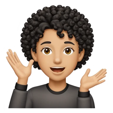 Cheering non binary pal with curly black fade sticker