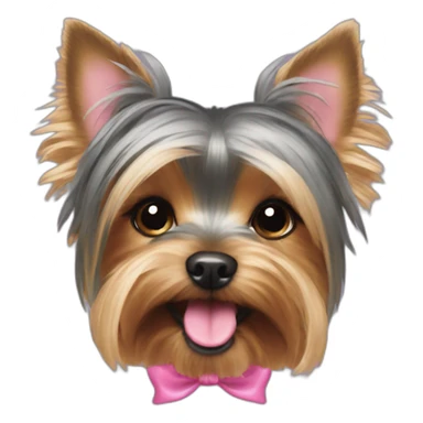 yorkshire terrier with the tongue and a pink hairbow sticker