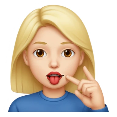 A lip biting with a finger in the mouth sticker