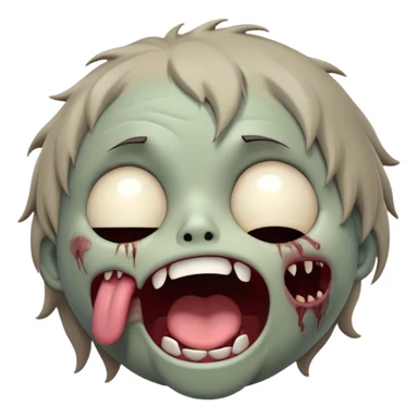 Cinematic Cute Yawning Zombie Portrait Emoji, with a delightfully quirky, slightly disheveled face in muted ashen tones, head tilted back in a big, funny yawn that reveals quirky stitches and playful gaps, simplified yet irresistibly charming, highly detailed with a soft, eerie glowing outline capturing the sleepy, offbeat vibe of a zombie taking a nap! sticker