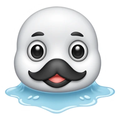 Esta es una imagen de una cría de foca arpa (conocida como whitecoat) descansando sobre el hielo.Es prácticamente una esfera perfecta de pelaje blanco y esponjoso.Tiene ojos oscuros, una nariz negra pequeña y bigotes largos que resaltan sobre su cara clara sticker