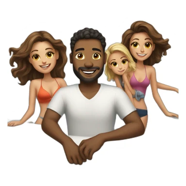 guy on a yacht with multiple girls sticker