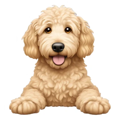Golden doodle laying on their back with feet up sticker