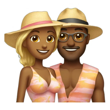 beach vacation couple sticker