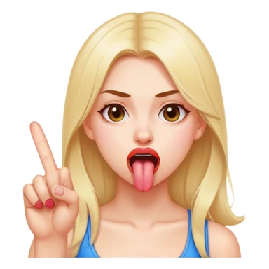 Girl sticking tongue out with middle fingers  sticker