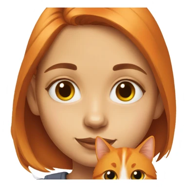 realistic portrait of girl with orange cat sticker