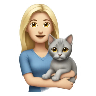 A white woman with a gray kitten sticker
