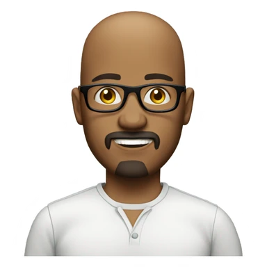 bald man with goatee and clear glasses and shirt 40 yrs old sticker