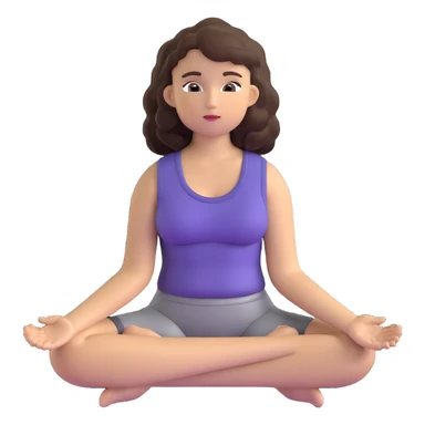 brunette girl with curly hair meditating, sitting cross-legged sticker