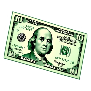 3D realistic US 100 dollar bill sticker, slight perspective, centered, clean cutout, transparent background, no text, no watermark sticker