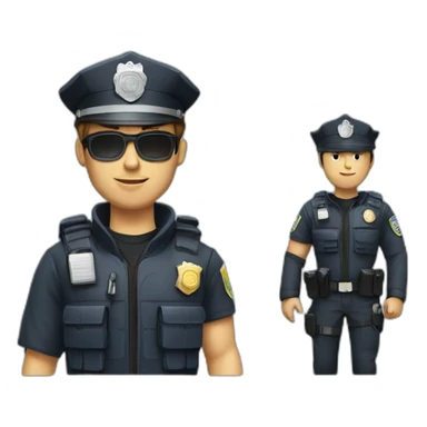 Police officer with a tactical gilet with a firefighter sticker