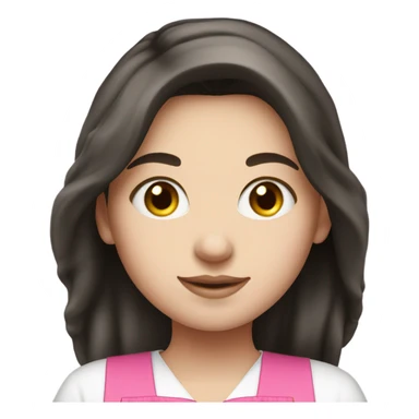 A white girl with long dark hair in pink apron sticker