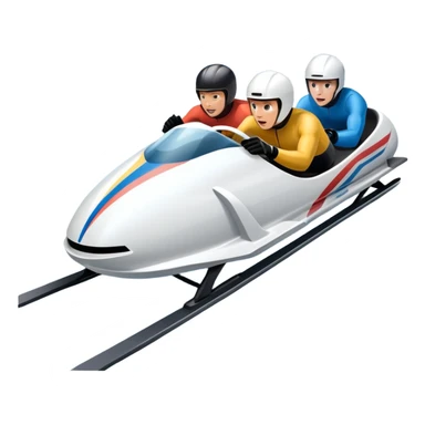 An icon featuring a sleek bobsled with athletes racing down an icy track at high speed, helmets on and bodies aligned for aerodynamics. Surrounded by icy curves, snowbanks, and a wintry mountain backdrop. Transparent background captures the thrill and precision of bobsleigh. sticker