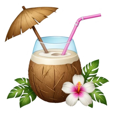 Coconut drink with flowers sticker