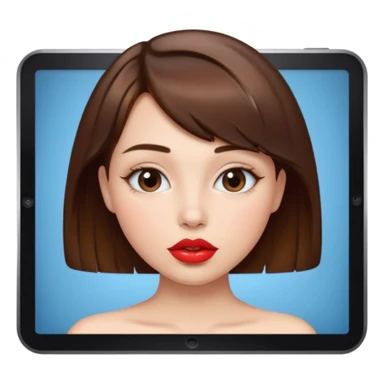 Chica güera,pelo corto,pelo castaño y dando un beso ala pantalla  sticker