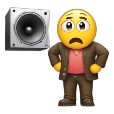 Shrugging man with speaker sticker