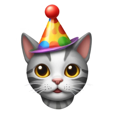 Cat wearing a clown party hat sticker