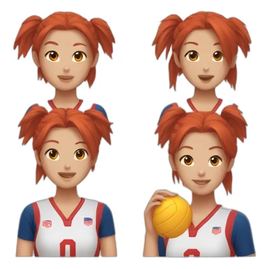 red head and asian volleyball players sticker