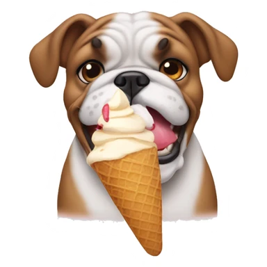 bulldog eating icecream  sticker