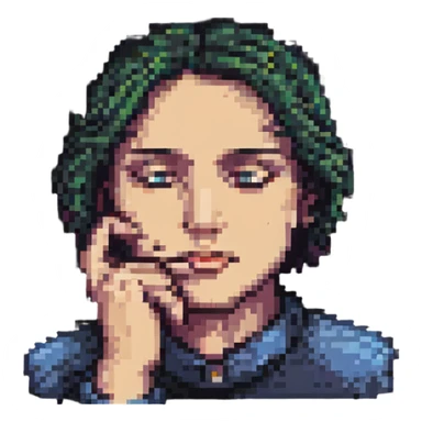 thoughtful face with hand on chin pixel art sticker