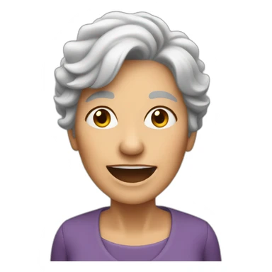 enthusiastic gray haired older woman teaching sticker