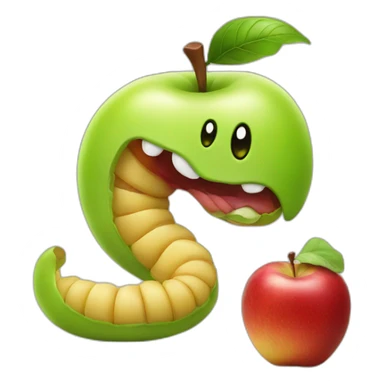 Worm eating an apple sticker