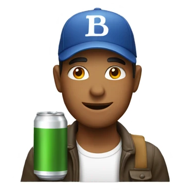 man in cap holding a can of beer sticker