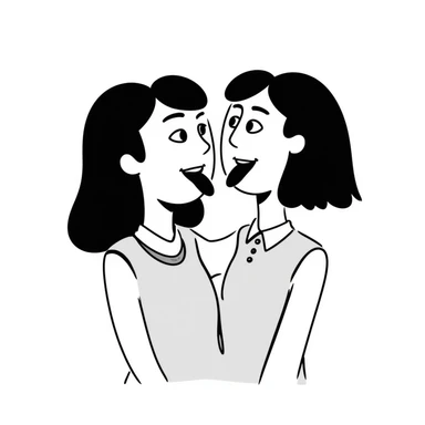 woman with two heads sticking out their tongues sticker