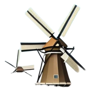 Cinematic Realistic Kinderdijk Windmills Landmark Emoji, showcasing traditional Dutch windmills aligned along a tranquil canal, with lush green fields, soft ripples in the water. sticker
