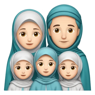 Lebaran. Keluarga terdiri dari Ayah dan ibu, 3 orang anak yang terdiri dari dua anak laki-laki dan seorang anak perempuan yang merupakan anak terkecil. Ibunya menggunakan cadar. sticker