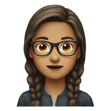a girl with brown hair and black glasses sticker