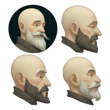 Bald nan with beard alphonse mucha sticker