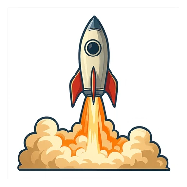 rocket ship blasting off sticker