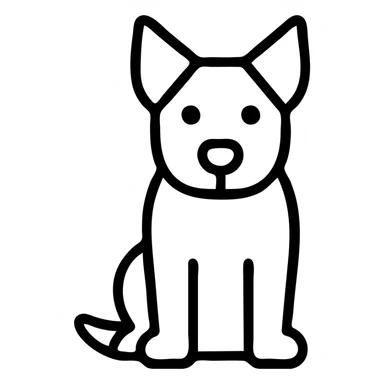 outlined icon style black grey and white blue heeler dog sitting minimal details sticker