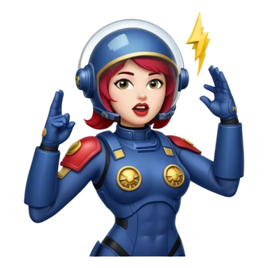 woman space marine in bodysuit salutes tongue out sticker