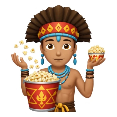 a shaman holding a bucket of popcorn sticker