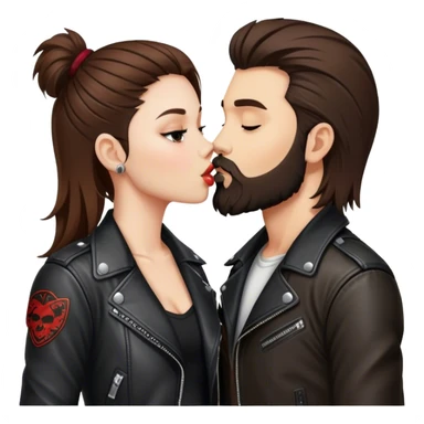 A rocker girl with kissing a brunette boy with a beard and leather jacket  sticker