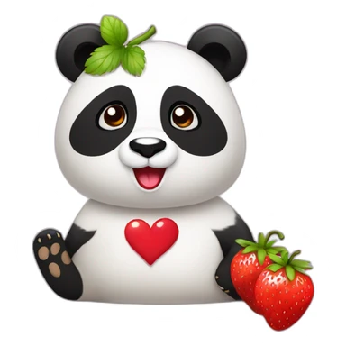 Panda + straberry love  sticker