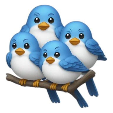 3 little birds in blue and white sticker