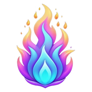 Magic glowing neon-Cyan-purple-gradient iridescent exotic magical glossy burning blue-purple-flames ember fire  sticker