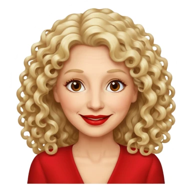 femme 60 ans cheveux blonds long très bouclés yeux marrons sourir sticker