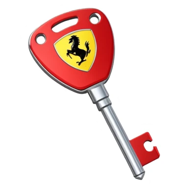red Ferrari key with a yellow background sticker