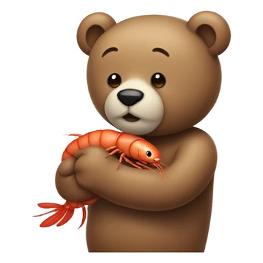 a bear hugging a shrimp sticker