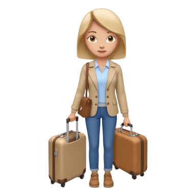 woman carrying a suitcase portrait, head and shoulders only, suitcase handle visible near shoulder, casual travel outfit, confident expression, travel vibe, 3D cartoon style, mobile game icon style, clean background, no text, no watermark sticker